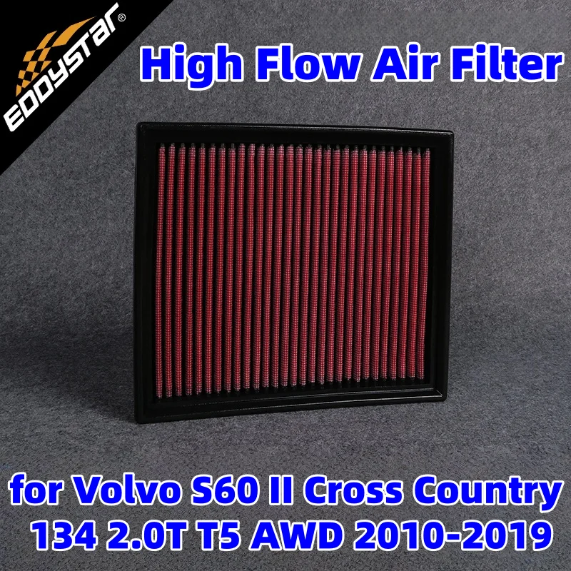 

Воздушный фильтр с высоким расходом для Volvo S60 II Cross Country 134 2.0T T5 AWD 2010-2019, моющиеся гоночные впускные фильтры