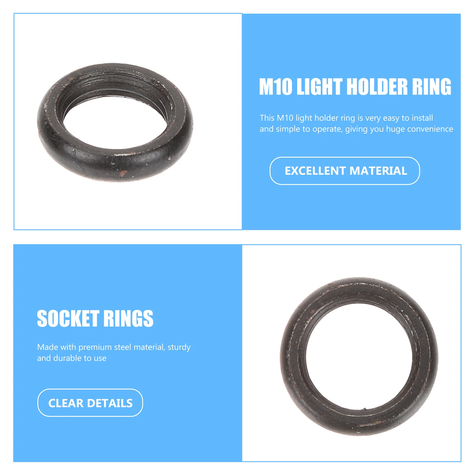 50 Uds M10 anillo de cuello redondo soporte de pantalla de lámpara de acero enchufe de luz de repuesto piezas de lámpara accesorios M10 anillo de soporte de luz