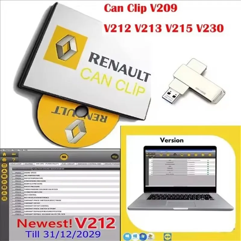 Can Clip SW V215 V213 V212 V211 V209 V230 For Reprog V191+Renault Diagnostic Free Gifts+Pin Extractor Dialogys V4.72