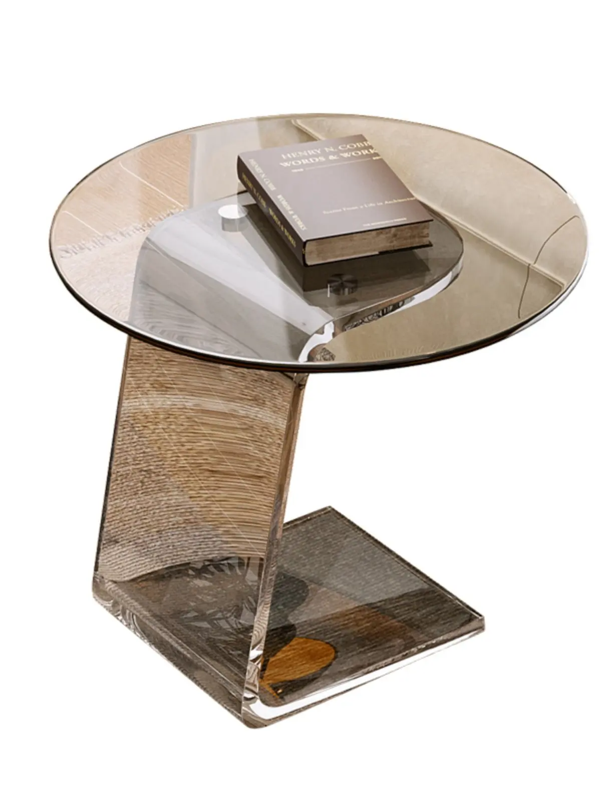 

Rock Slab Small Coffee Table, New Home Living Room, Mobile Sofa Side Table