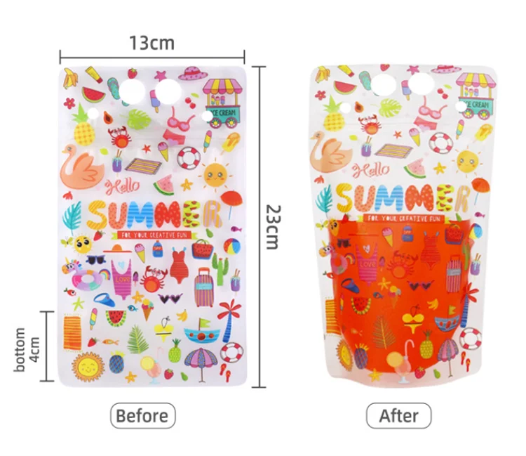 100PCS 450ML~500ML Portable Frosted Plastic Drinking Beverage Bag Handheld Milk Fruit Juice Coffee Liquid Beer Summer Pouches