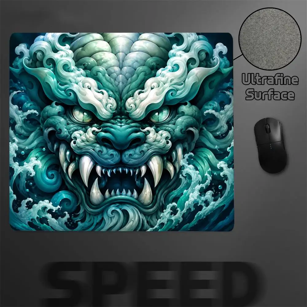 Chinese Foo Dog Mouse Mat Neon Stone Fire Ice Gaming Mouse Pad Cute Mousepad Desktop Mouse Pads Gamer Protective Table Mats