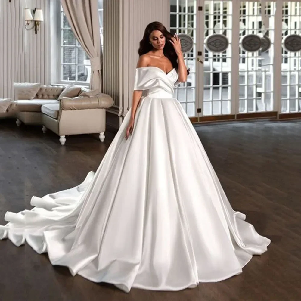 

Customized Wedding Gowns Off The Shoulder Ball Gown Bride Dresses Sweetheart Custom Made Long Wedding Party Dress Retro Exquisi