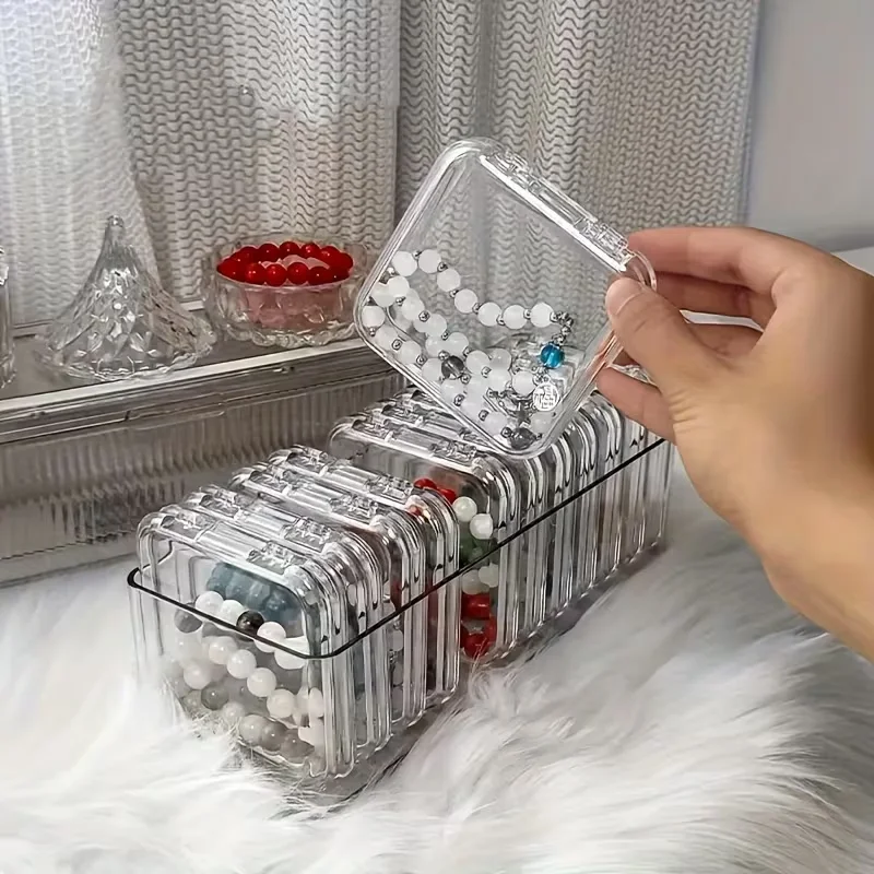 13 piece transparent PVC jewelry storage box, stackable bracelet necklace desktop display box, complete packaging box