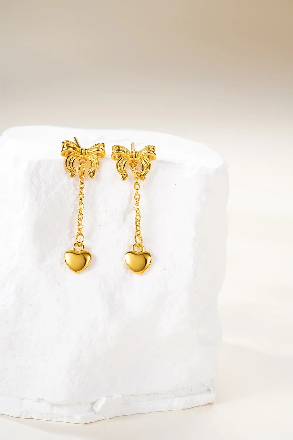 

Lium Gems 24K Gold Plated S925 Sterling Silver Post Lightweight Drop/Dangle Huggie Earrings for Women Butterfly Danity Earrings