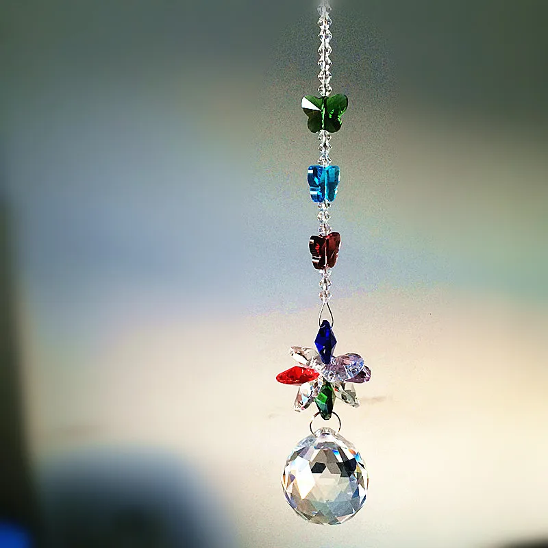 Beautiful 5Pcs/Lot Mixed 5colors K9 Crystal Suncatchers Pendants For Outdoor Christmas Tree Hanging Decoration Wedding Party