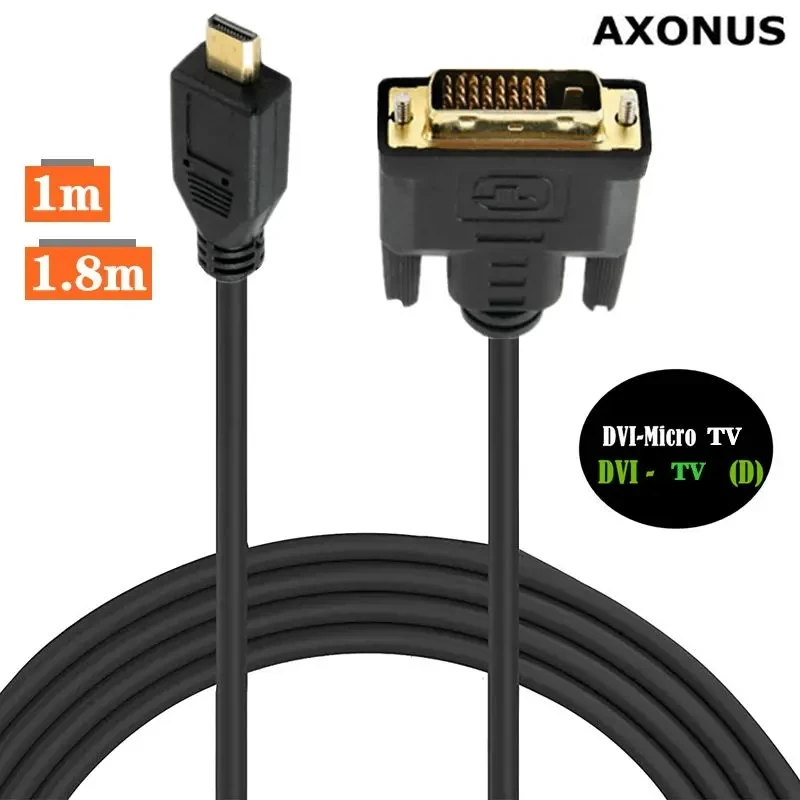 D-Type Micro HDMI Compatible To DVI Video Cable Computer Phone To DVI Monitor Conversion Cable 1m/1.8m