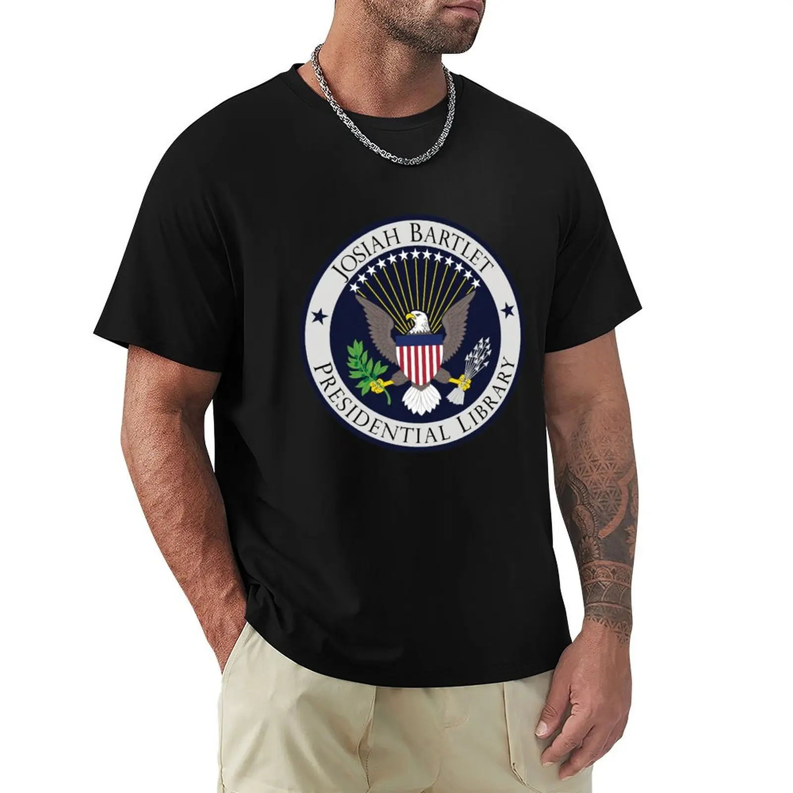 Josiah Bartlet Presidential Library Logo Classic T-Shirt Minimalist Plain Crew Neck T-Shirt