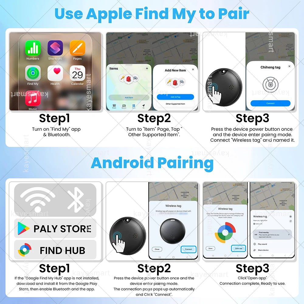 Picture 4: Dual System Tracker Smart Tag Bluetooth Tracker Item Finder Keys Locator for iOS Apple Find My or Android Google Find Hub APP