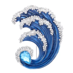 Wuli&baby Blue Ocean Wave Women Brooch Pin