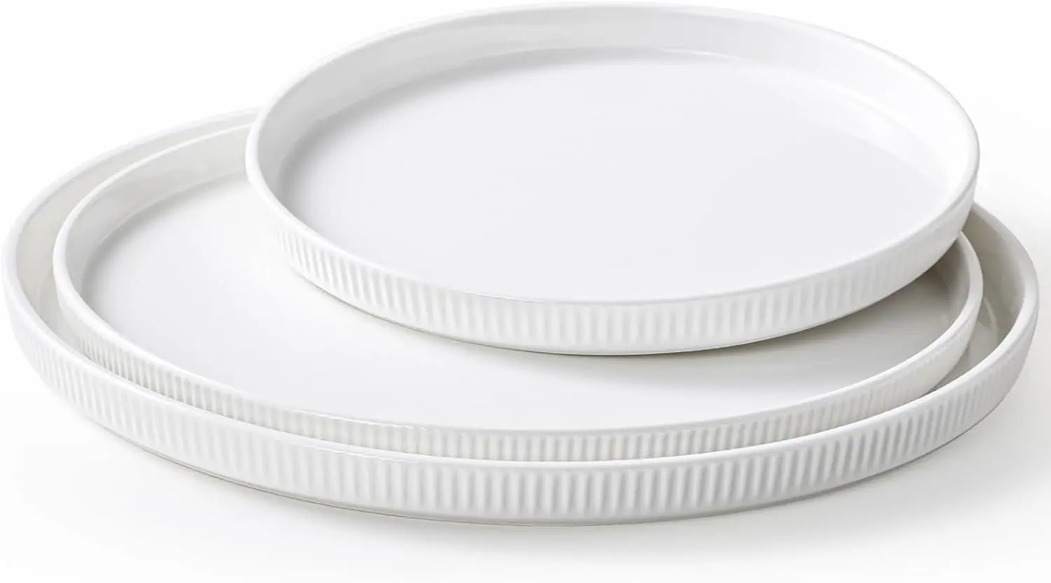 

3-Pack Ceramic Serving Trays, Round Platters for Food, Veggie Fruit Snack Dessert Cheese, Party Entertaining, 12.8/10.8/8.8 Inch