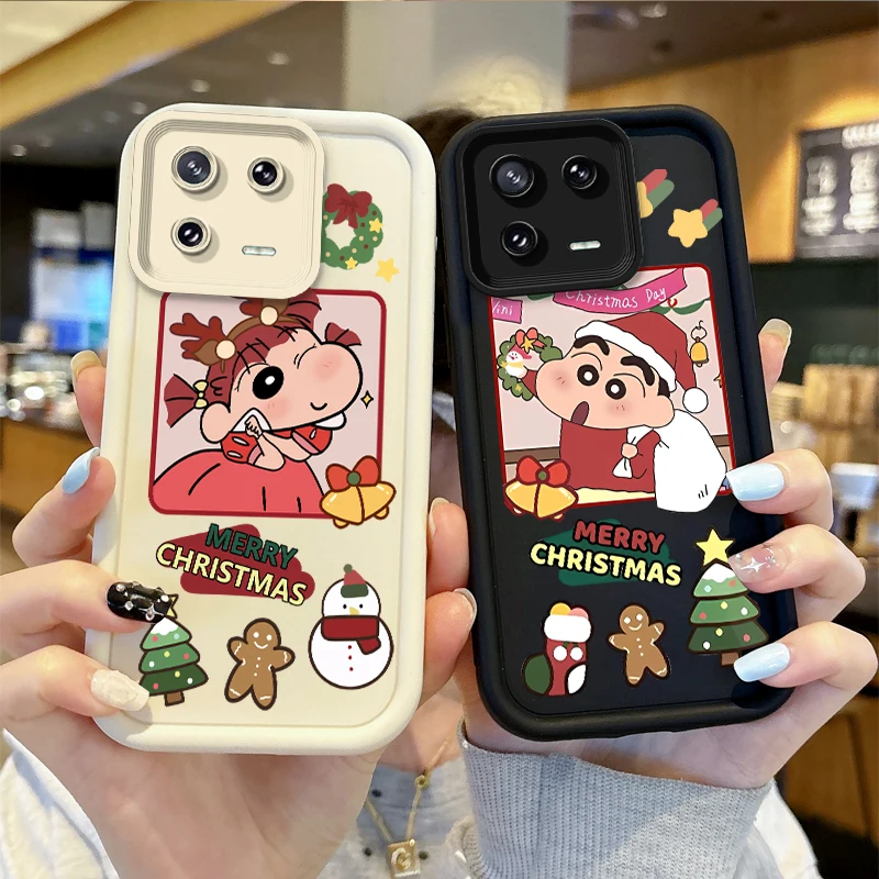 New C-Crayon Shin-chan Christmas Case For XiaoMi 15 Pro Case 14 13 12 11T Pro 13 12 11 Lite Poco F6 F5 X5 X3 Pro Dustproof Cover