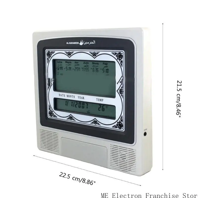 T5EA الزخرفة التقويمات Azan Clock Clock مكتب المسلمين المنبه على مدار الساعة التذكير الرقمي التذاكر التلقائية على مدار الساعة