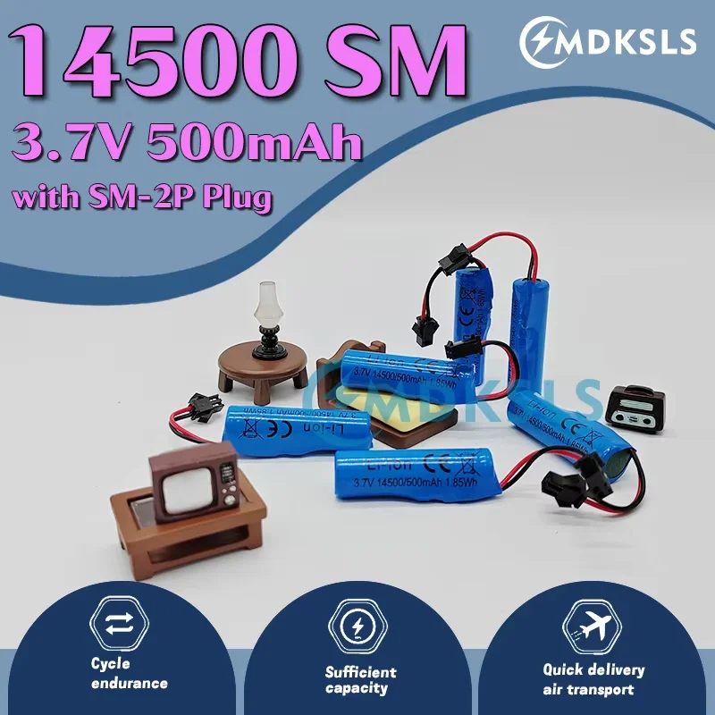 2026 14500 3.7V 500mAh SM-2P Plug rechargeable Battery and Charger For C2 D828 RC Stunt Dump Car Battery Toys Accessories RC Car