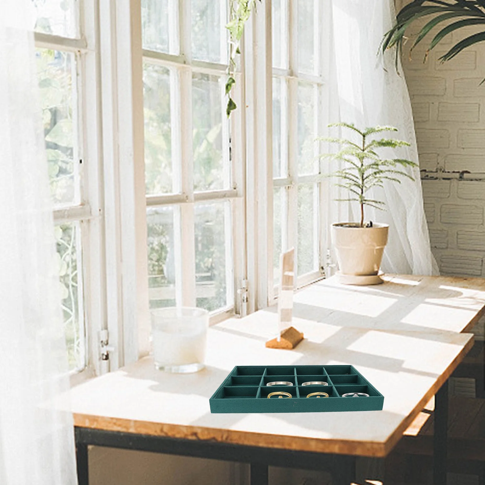 

1Pcs Jewelry Tray Premium Velour Multi-Grid Storage Box for Earrings Necklaces Bracelets Watch Organizer Compact Lightweight