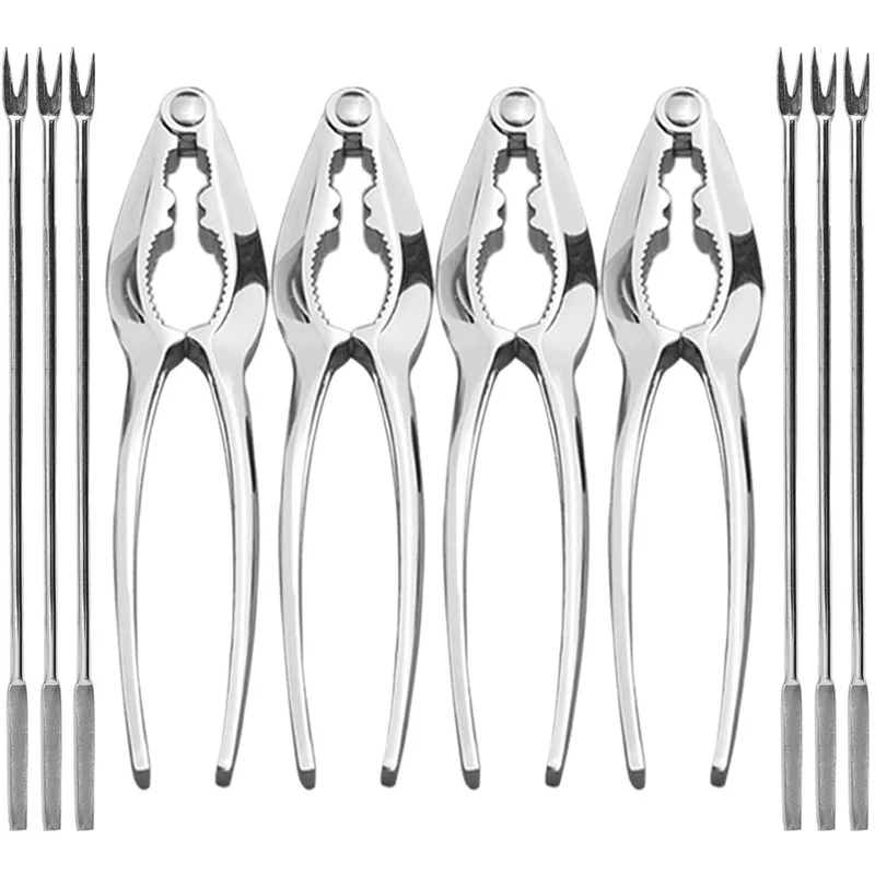 

Seafood Tools Set Nut Crackers Of 10 Pcs Seafood Opener Tool Set, 4 Pcs Crab Crackers And 6 Pcs Seafood Forks