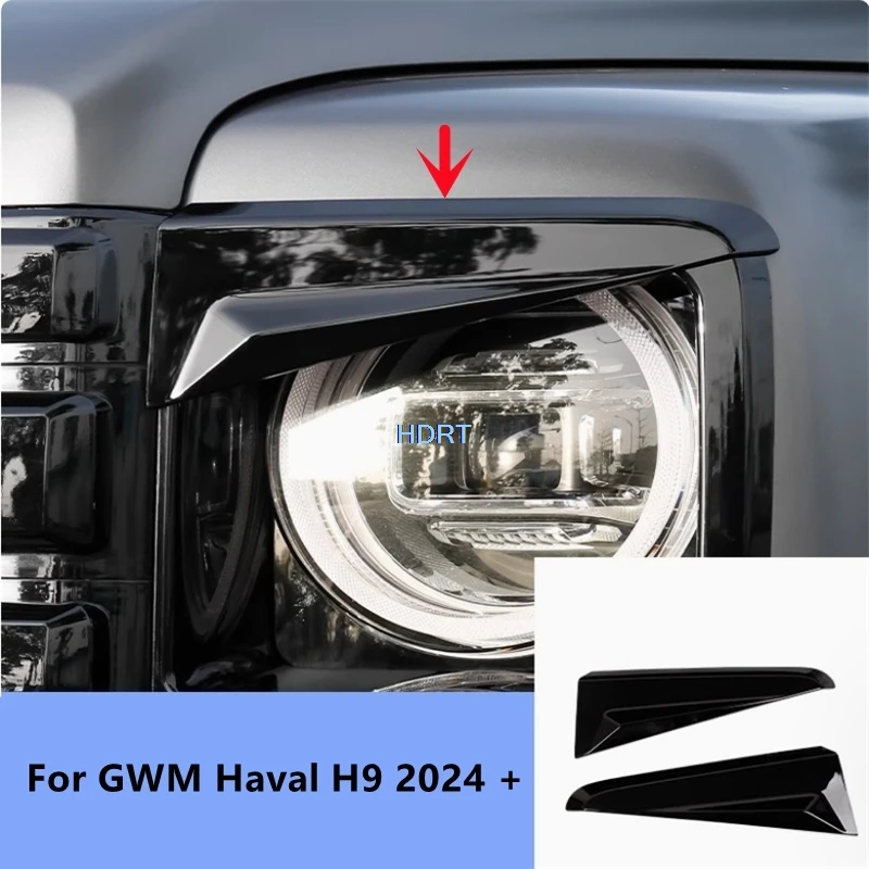 

For GWM Haval H9 2024 + Car Styling Front Head Light Eyebrow Shell Lamp Cover Protector Decoration Accessories Exterior Sticker