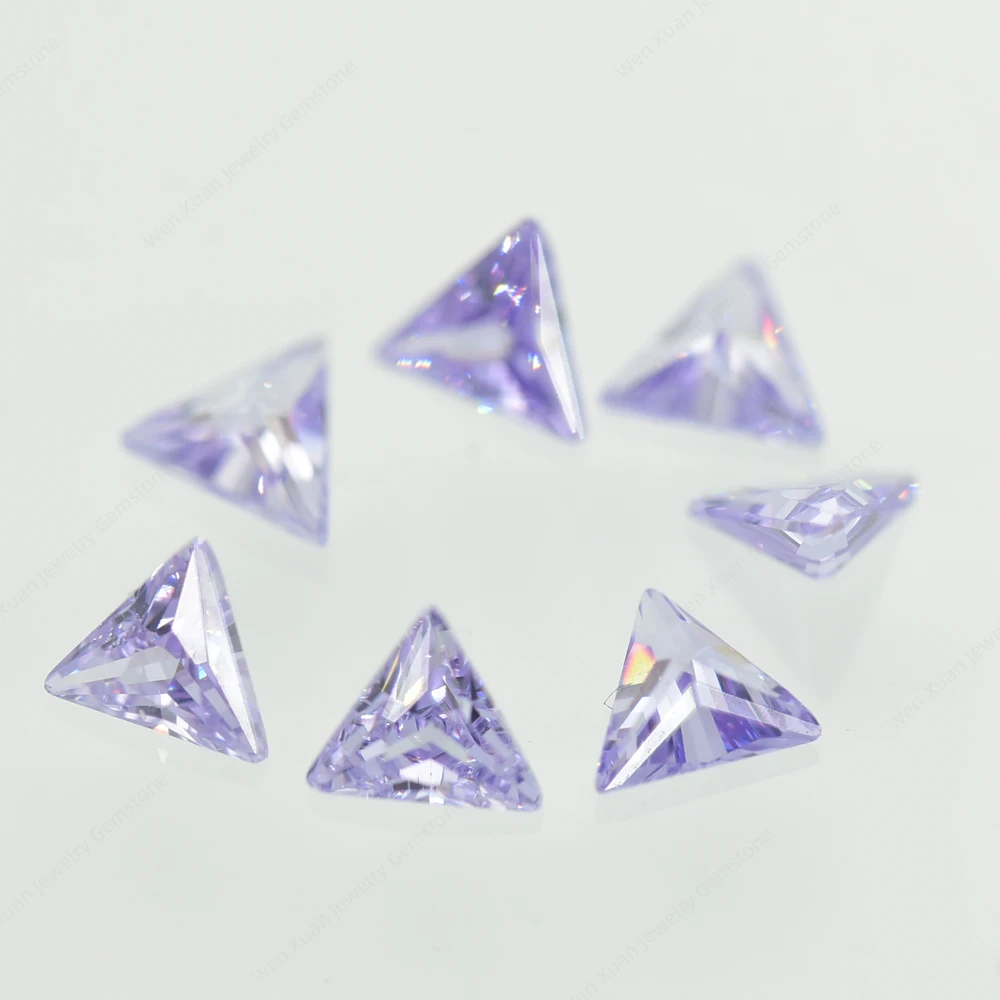 5A Lavender Triangle Cut Loose Cubic Zirconia 3x3-12x12mm Brilliant Cut Loose CZ Stone Synthetic Gems Beads DIY for Jewelry