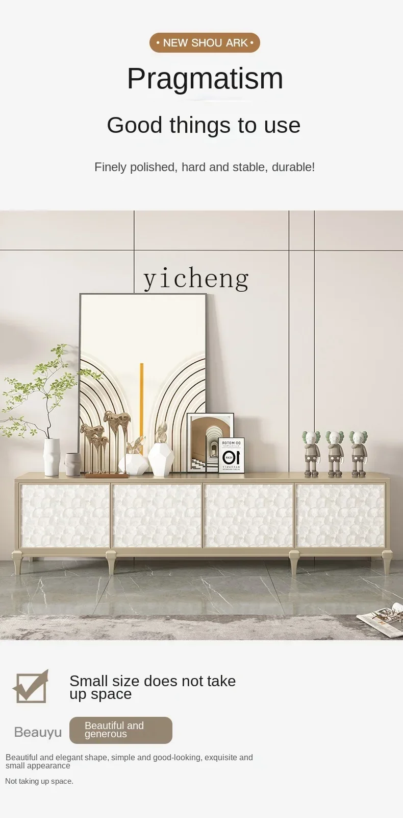 ZC Solid Wood TV Cabinet Modern Simple Light Luxury Small apartment Living Room TV Cabinet Coffee Table