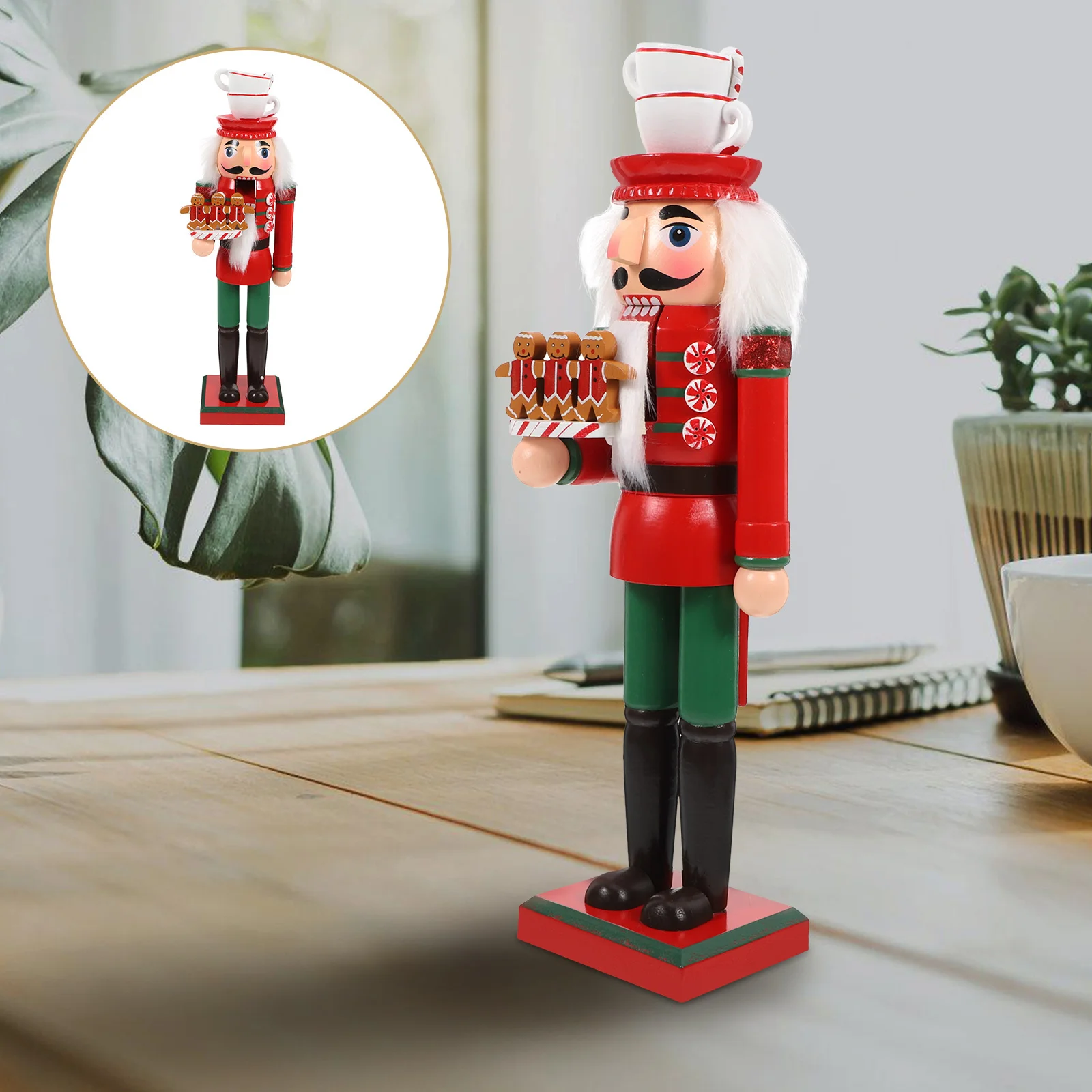

1pc 35Cm Wooden Nutcracker Handcrafted Christmas Decoration Holiday Centerpiece Home Party Decor Soldier Statue