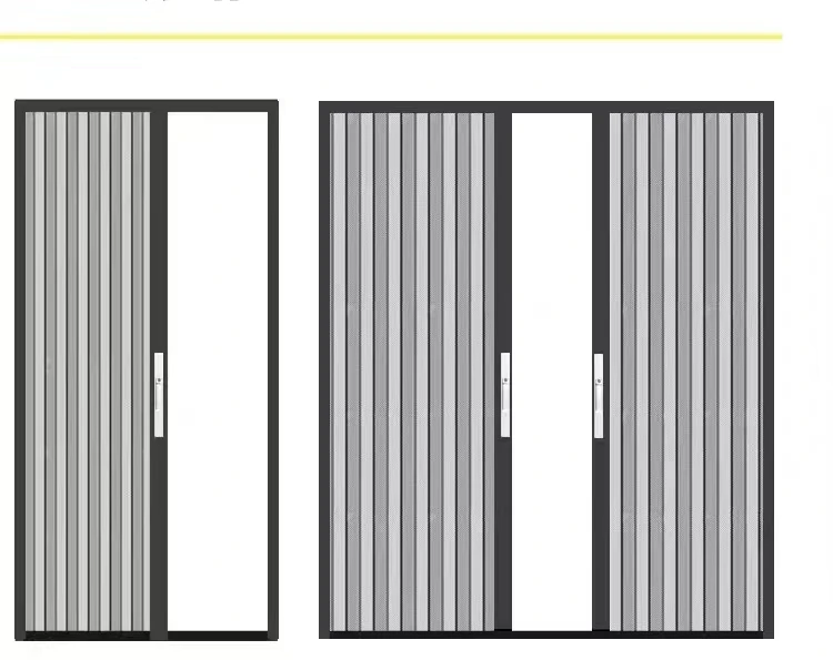 Inklapbaar artistiek scherm tuindeur aluminium frame staand tussen vouwschermen