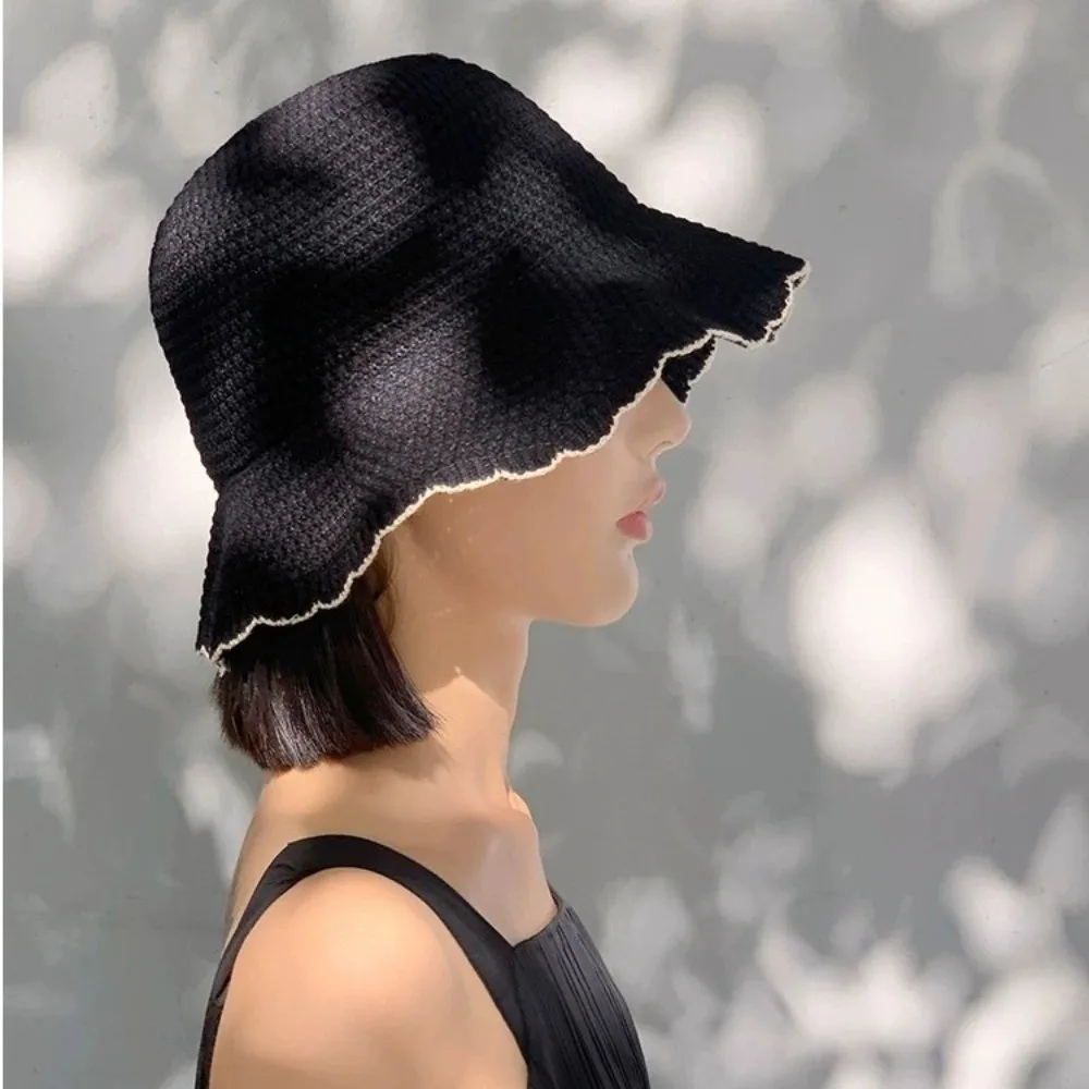 قبعة صياد عصرية من الدانتيل للحماية من الشمس قابلة للتنفس، قبعة حوض رفيعة ذات حافة واسعة، قبعة صيفية