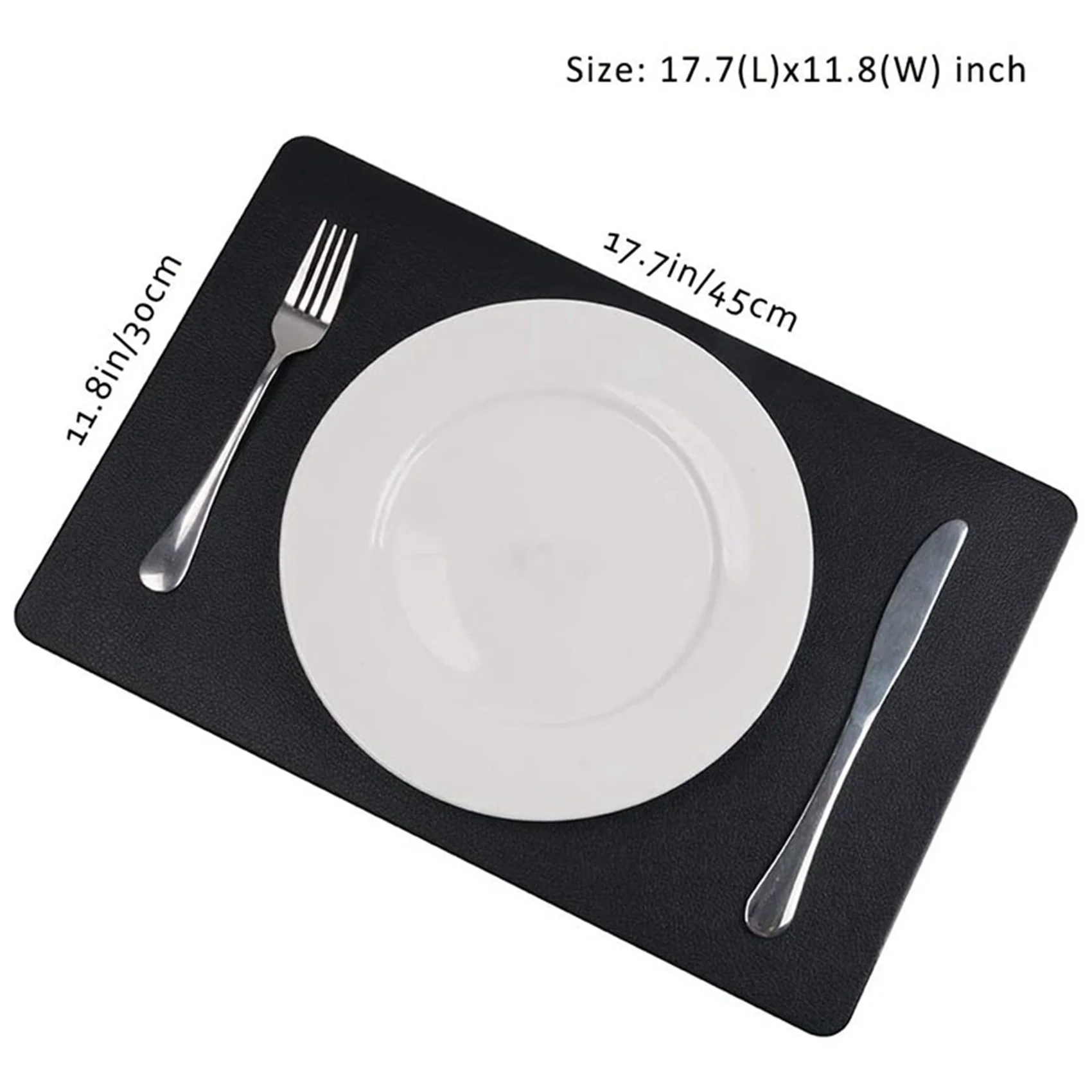 VELIF-8PCS Heat-Resistant Placemats, Artificial Leather Placemats, Waterproof, Non-Slip, Washable Kitchen Placemats, (Black)