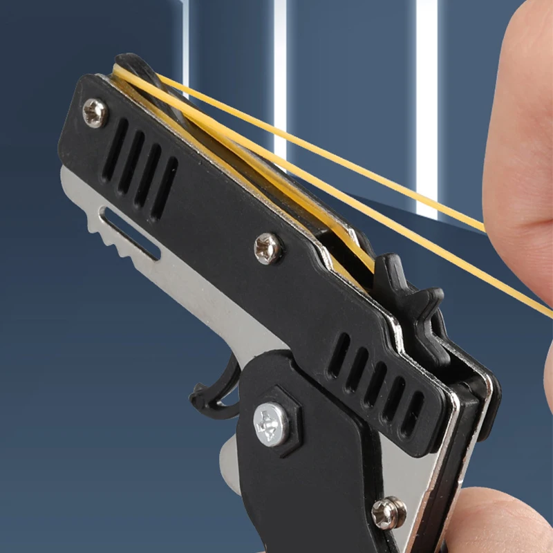 Mini pistola pieghevole in lega 60 pistola con elastico spaventoso decompressione tiro portachiavi in metallo bomboniere per bambini giocattoli per