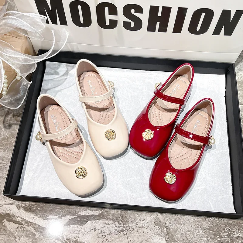 

Girls' Princess Shoes 2025 New Spring Round Head Mary Jane Children's Leather Shoes Soft Bottom Anti Slip Baby Flat Casual Shoes
