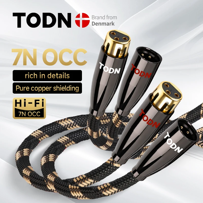 TODN Hifi 7N OCC Copper Nylon Braided XLR Cable Male to Female M/F 3Pin Jack Extension Cable For Microphone Mixer