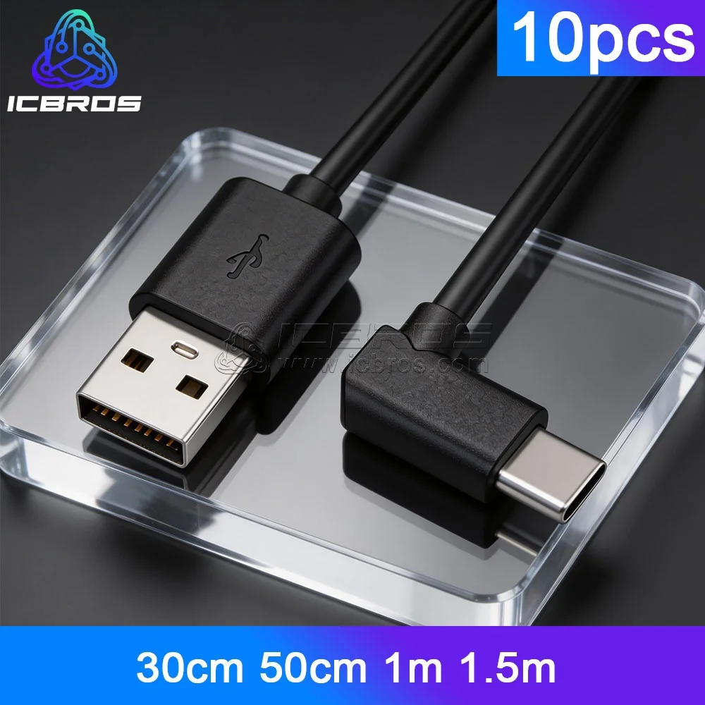 10pcs 90 Degree Bend Type-c Elbow Usb-C 2A Fast Quick Charging USb C Charger Cable For Samsung s10 s20 S23 S24 htc lg