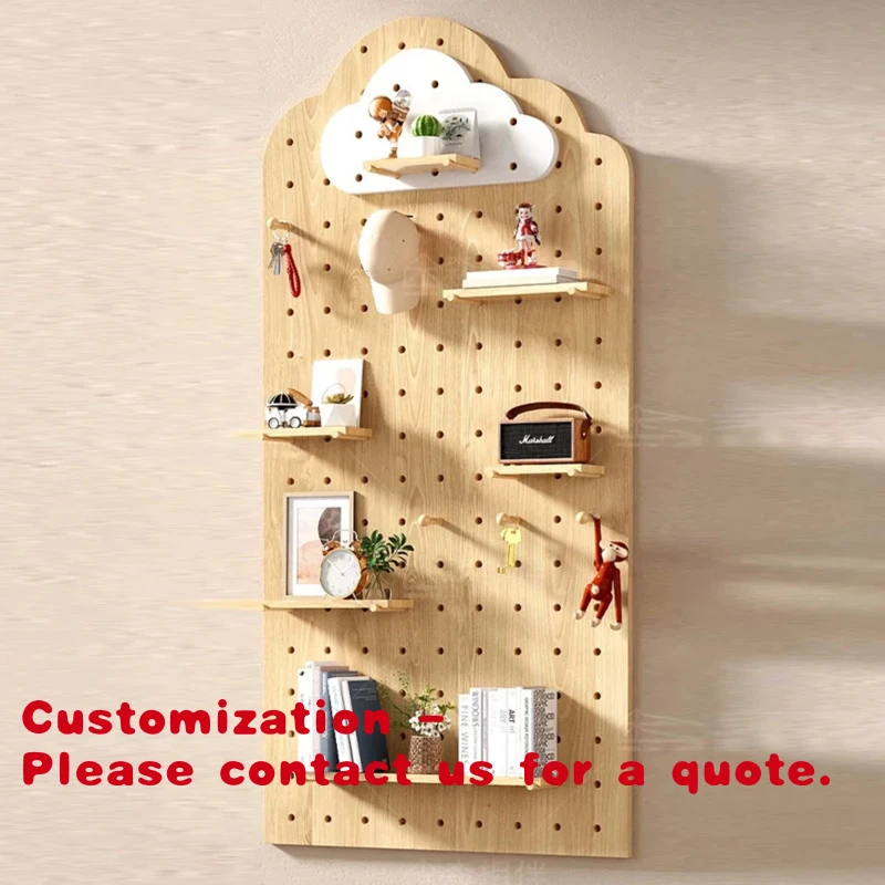 

Customize.Minimalist Pegboard Display Stand Wall-mounted Wooden Shelf Multi-purpose Book & Audio Organizer Display Stand