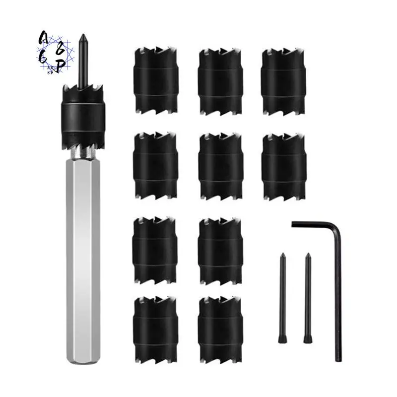 

A68P-13PCS Spot Welding Drill Electric Tool Set Of Hexagonal Handle Drill Bit Silver&Black