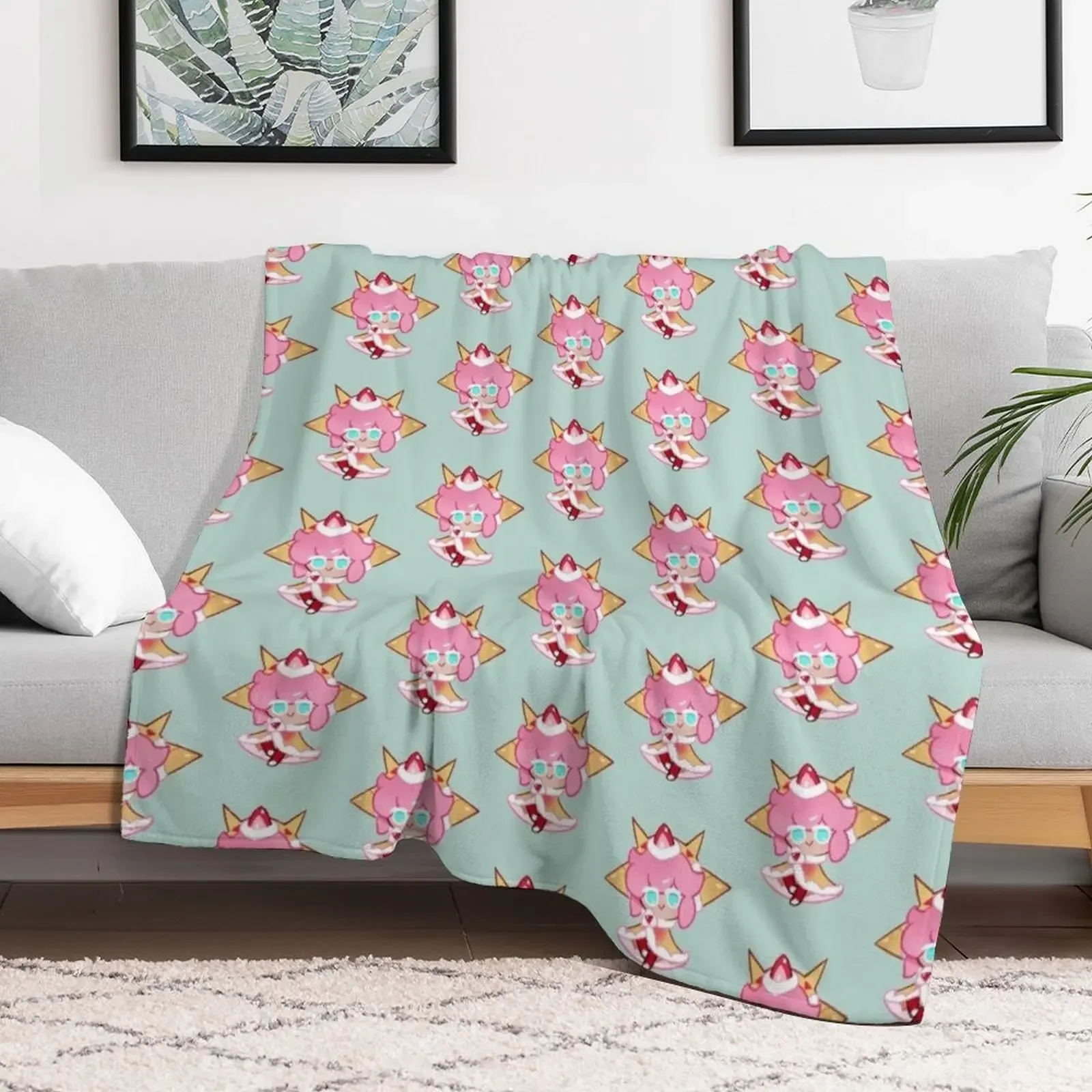 Strawberry Crepe Cookie! Cookie Run Kingdom Throw Blanket anime cosplay anime Blankets