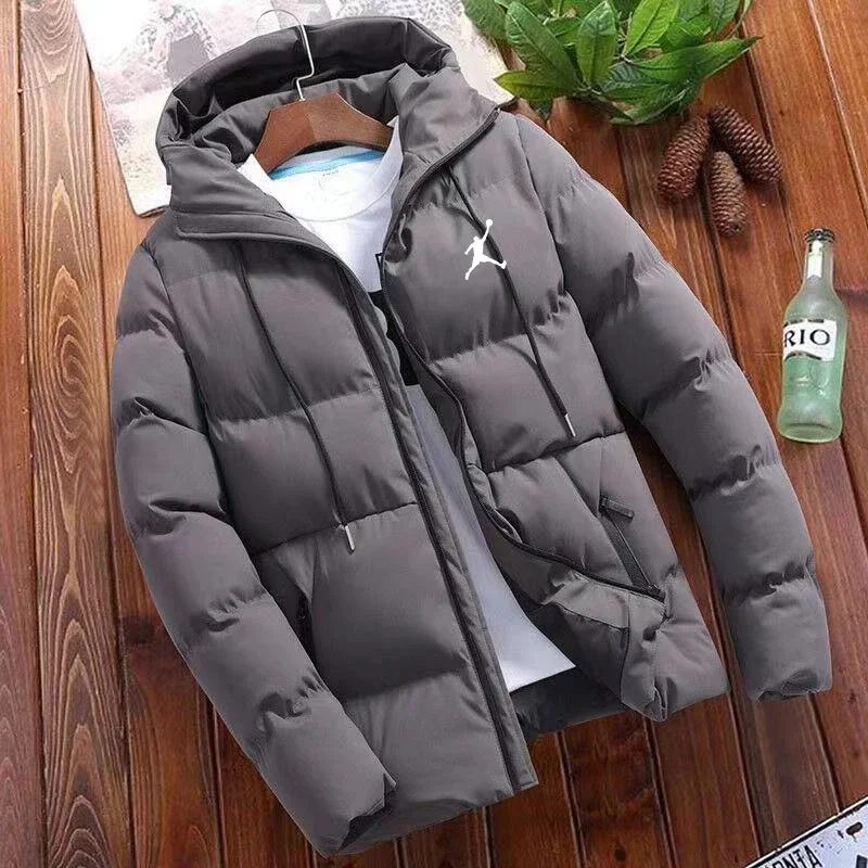 2024 Hot selling new men\'s trend casual fashion comfortable warm parka winter coat printed hooded windproof cotton jacket