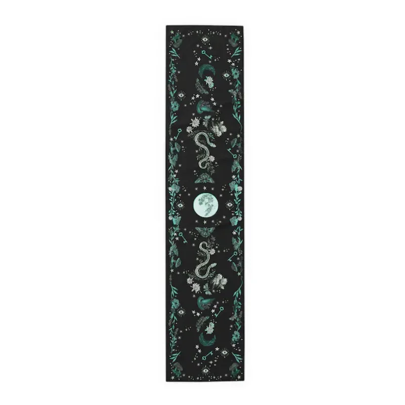 

VIKAMA Halloween Table Runner Dark Academia Witch Garden Rustic Home Decor 13x72 inch