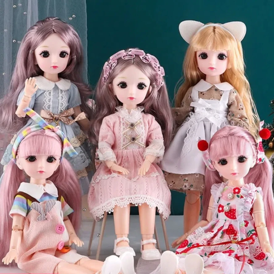 1/6 SD 30cm BJD Dolls&Clothes 23 Moveable Joints Attractive Eyes 30cm Dress Up BJD Dolls Multi-style Long Hair