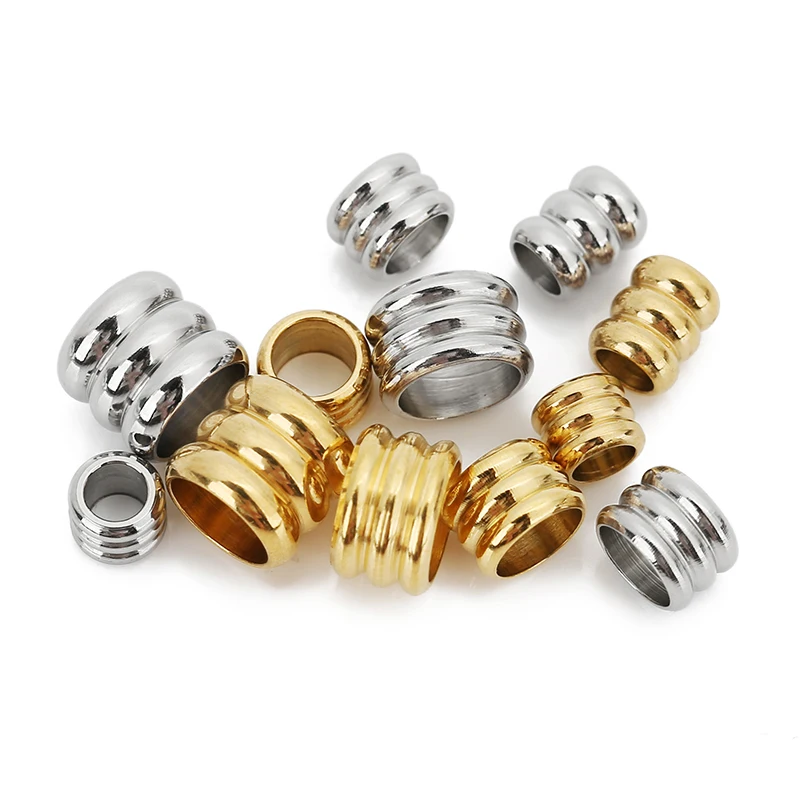 30pcs Stainless Steel Gold Plated Big Hole Three Levels Spacer Loose Beads Charm Necklace Bracelet Jewelry Making Accessories - Image 5