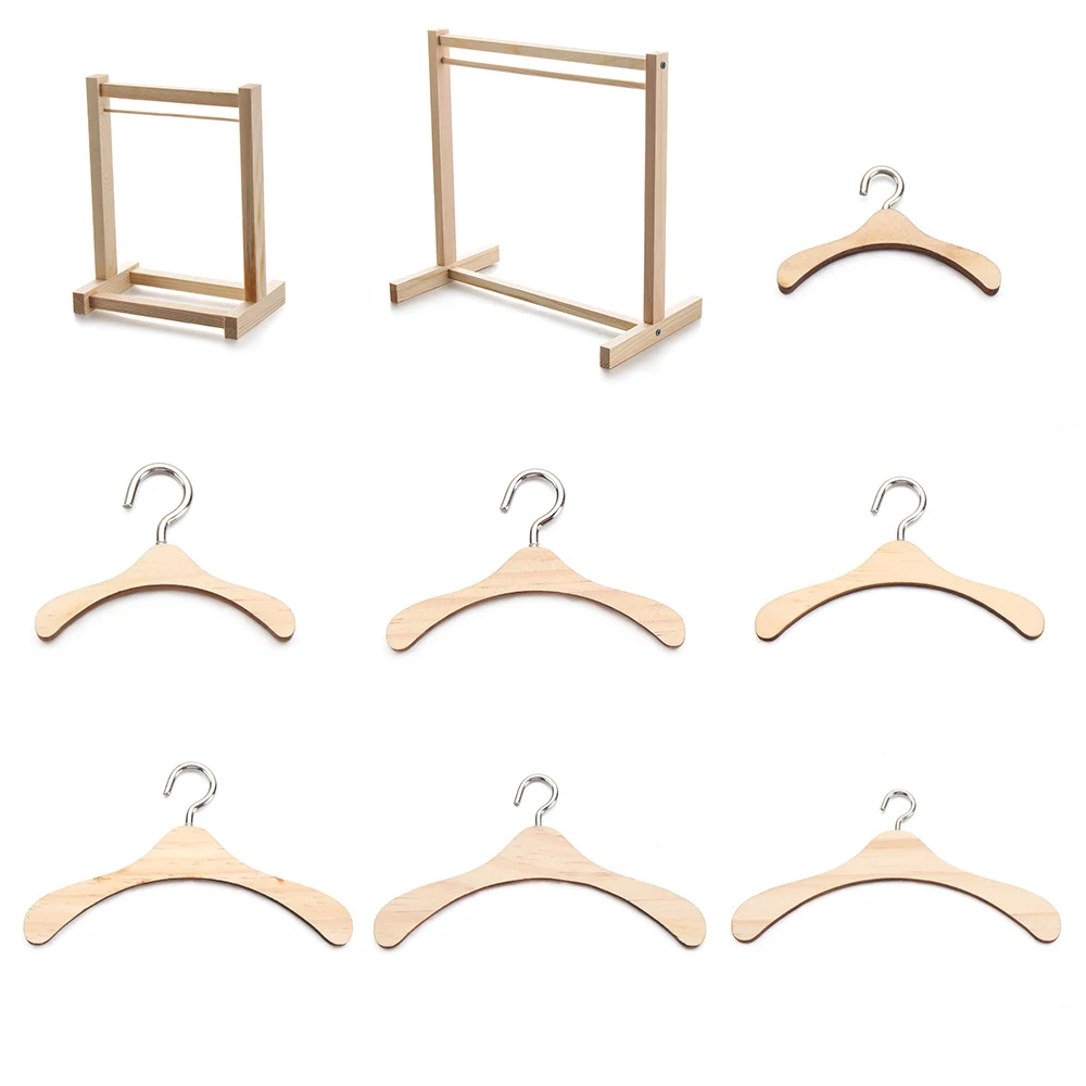 Doll Wooden Clothes Rack Garment Organizer Hangers For Dolls Handbag Clothes Doll Metal Hangers Kids Adult Toy Birthday Gift