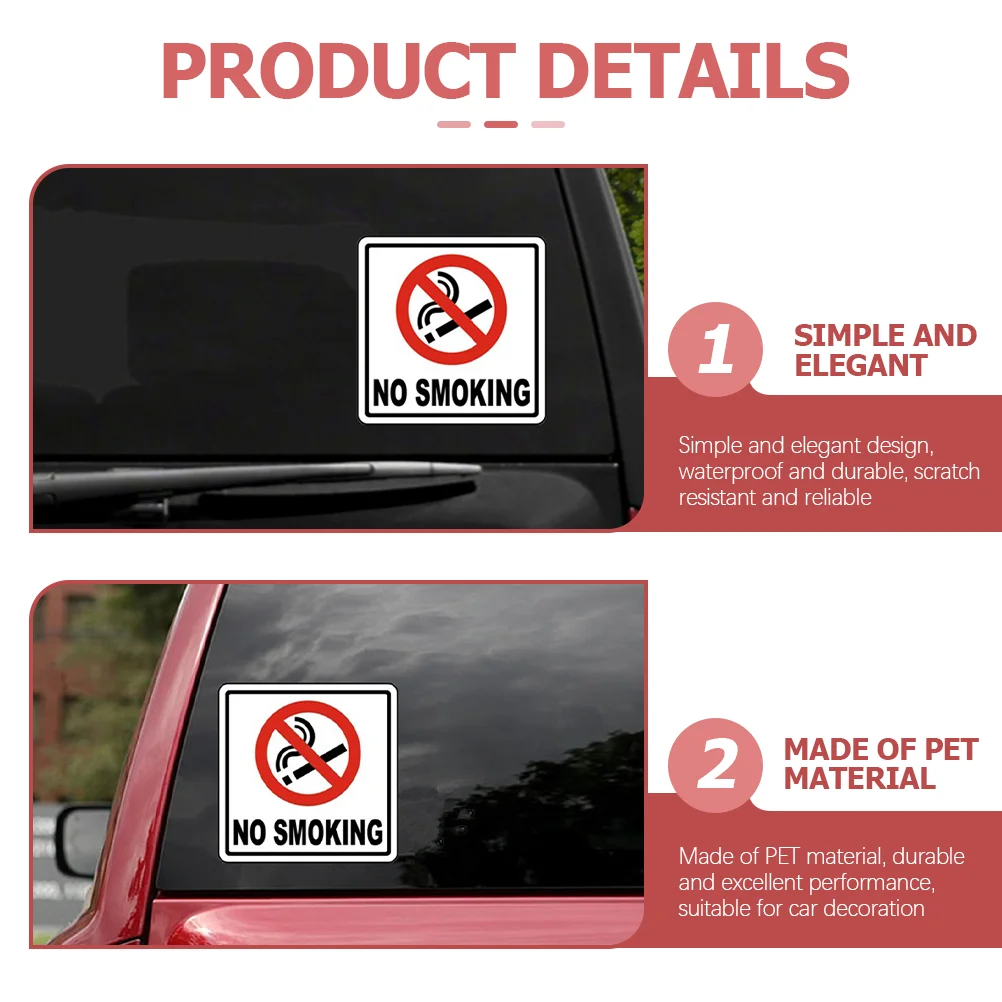 6 Pcs Car No Smoking Sticker Emblems 14x14cm The Pet Caution Stickers Sign Decals