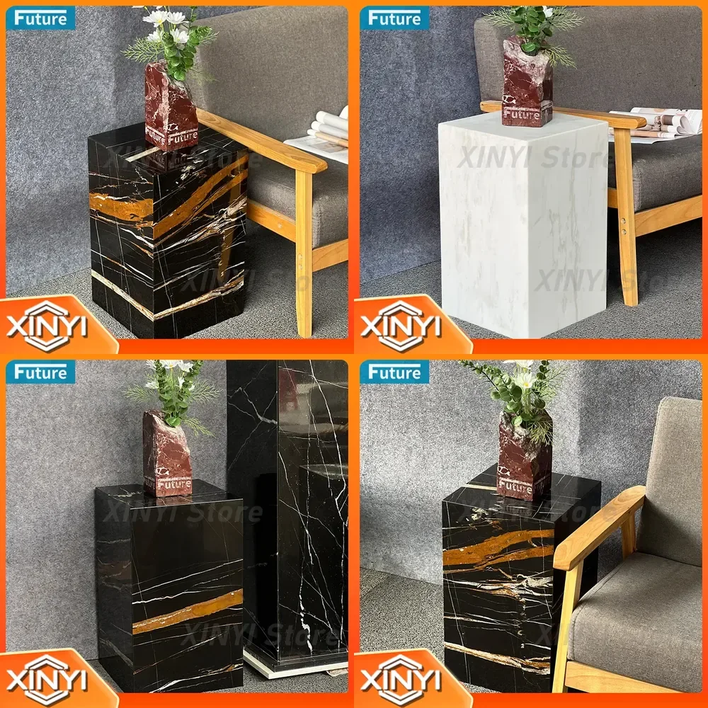 for Simple Light Luxury Black Natural Marble Corner Table Modern Coffee Table Sofa Side Cabinet Side Table Living Room