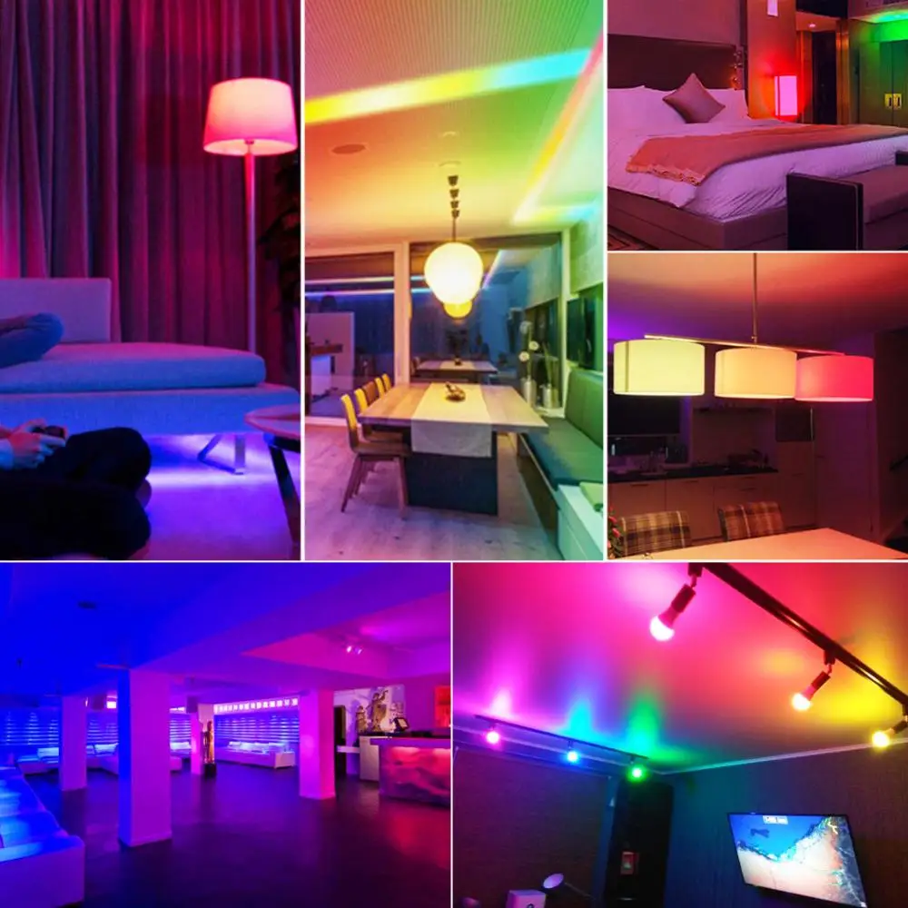 شمعة E14 LED لمبة الذكية داخلي النيون تسجيل RGB مصابيح كهربائية عكس الضوء RGB الشريط مع تحكم الإضاءة للزينة الحياة الذكية