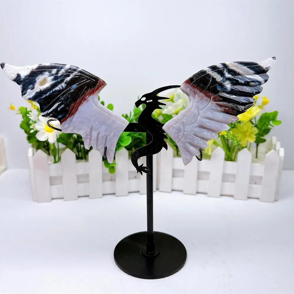 1Pair Natural Amazonite Dragon Quartz Wing Carving Fengshui Healing Crystal Home Decoration Festival Gift