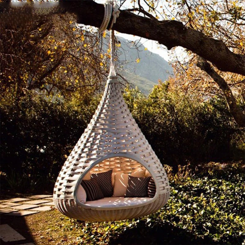 سرير وإفطار المشاهير على الإنترنت في الهواء الطلق أرجوحة من الخيزران معلقة على شكل عش الطيور سلة معلقة سرير فندقي فيلا معلقة