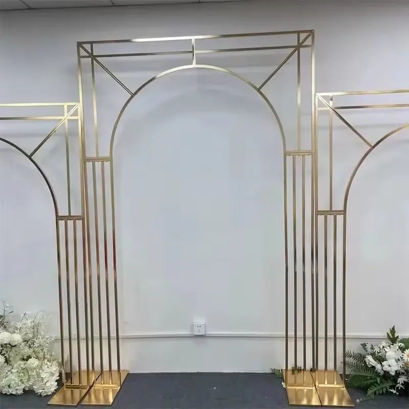 Diagonaler Hochzeitsbogen, mehrere Hintergrundbildschirme, Blumenständer, Dekorationsrahmen für den Außenbereich, 3 Stück – Detail 5