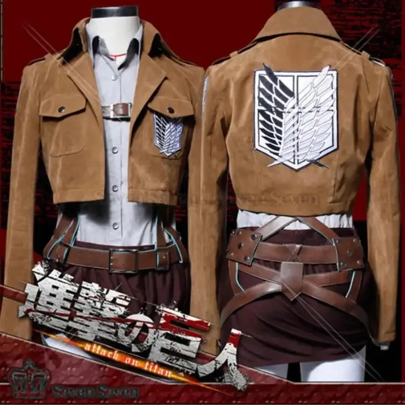 New 2025 Attack on Titan Cosplay Costume Shingeki no Kyojin Mikasa Ackerman Shawl Belt Leather Shorts Full Sets ★ ★ ★ jj.