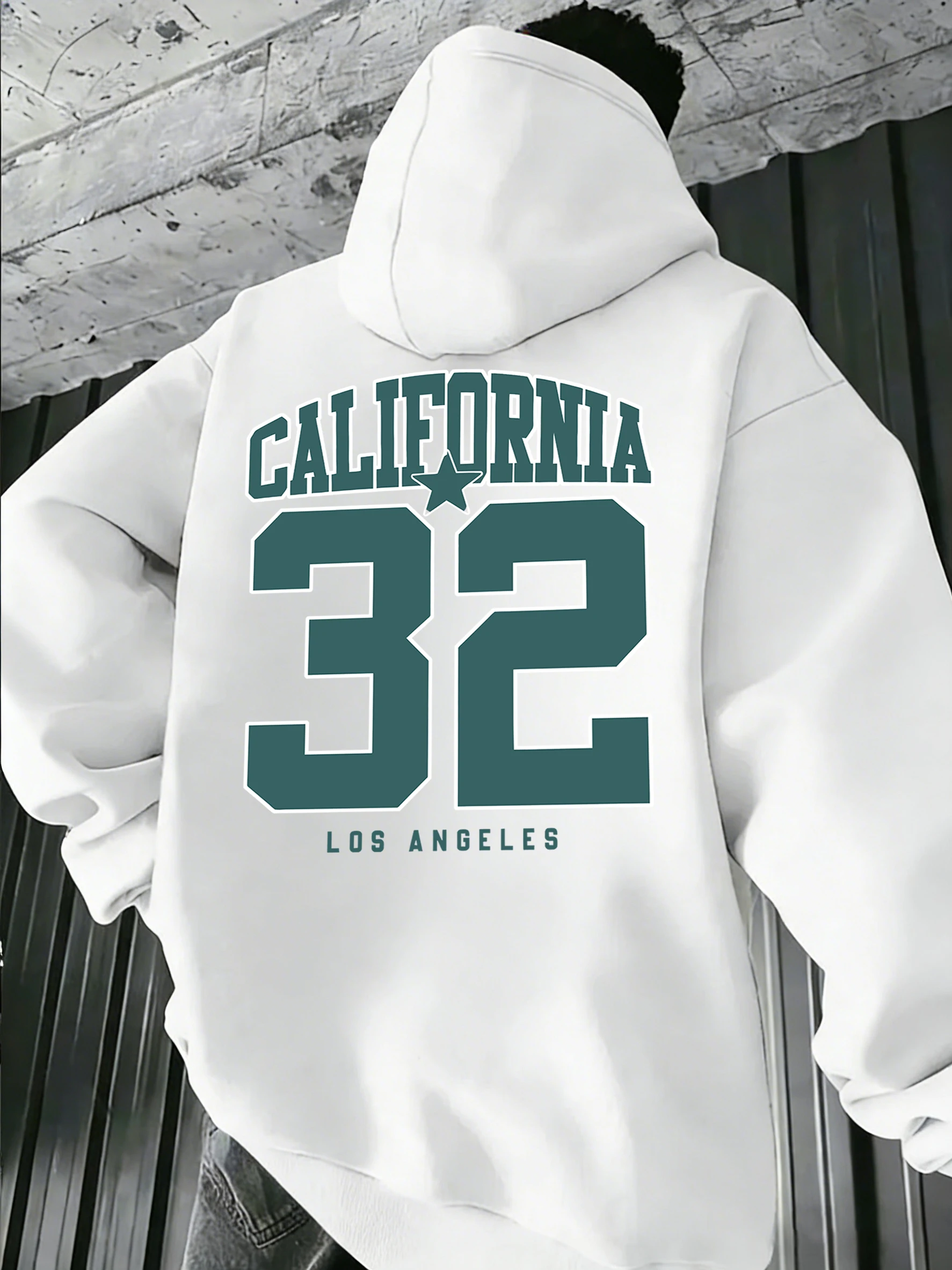 

Мужская повседневная толстовка с капюшоном California Number 32 Pattern, свободного кроя, универсальная, осенняя, флисовая, в уличном стиле, для повседневной носки
