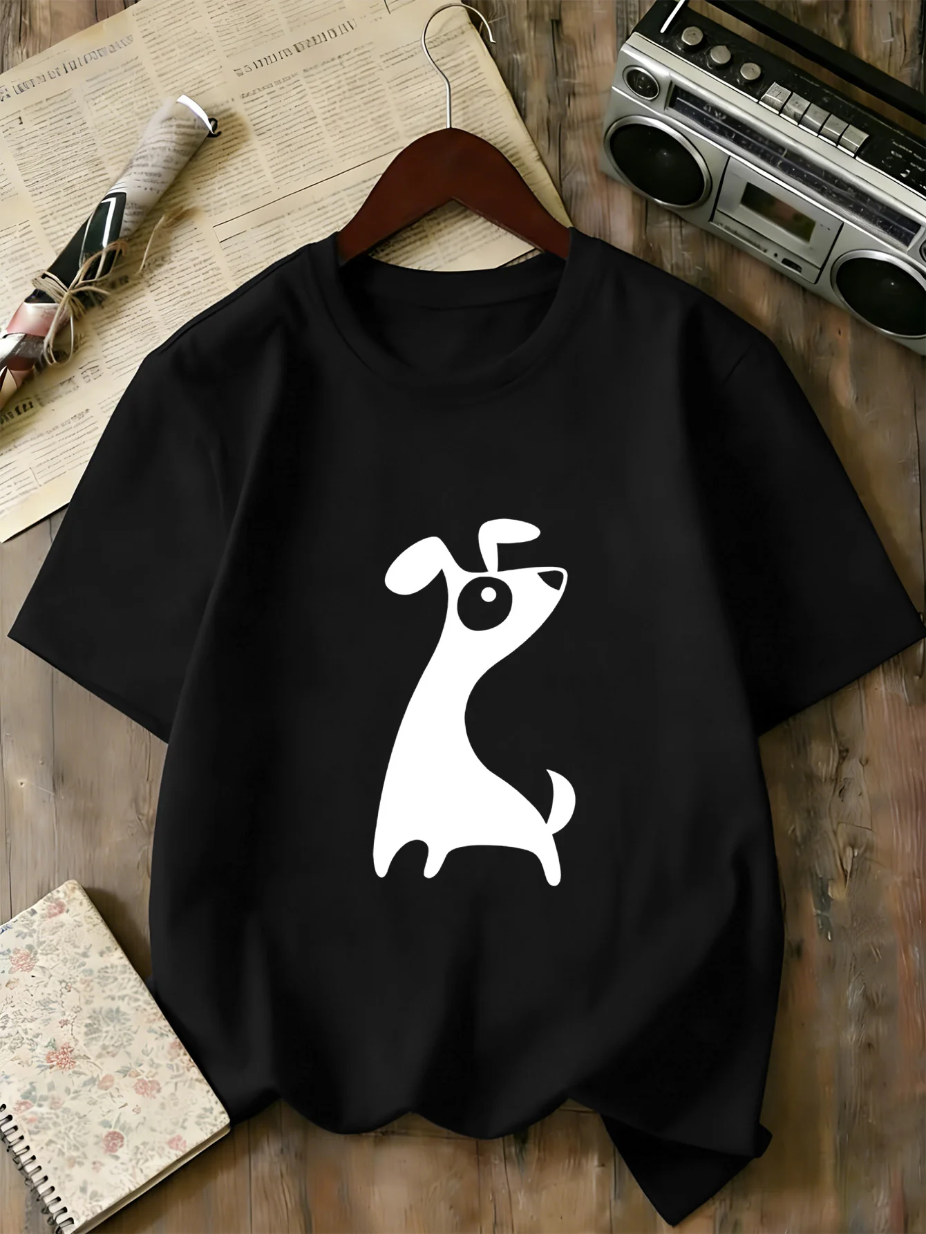 Kids Family Matching T Shirt Minimalist White Cartoon Dog Print Short Sleeve Cotton Tops For Boys Girls Daily Casual Outfit