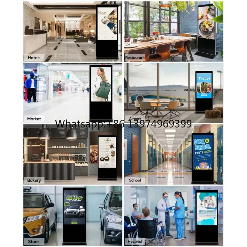AIYOS Interactive Touch Screen Digital Signage Vertical Advertising Machine Full UHD 4k Big Advertising Screen