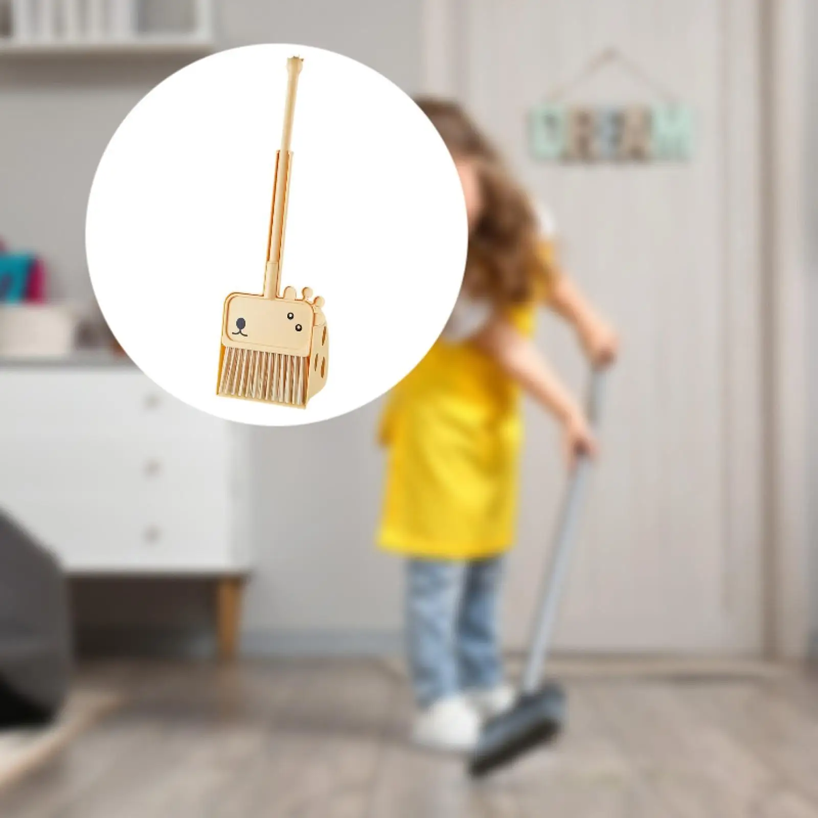 Children Housekeeping Cleaning Tools Mini Broom and Dustpan Set Cute Early Learning Kids Cleaning Set for Preschool Toddlers